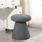 Homebeez Mushroom Ottoman Foot Stool, 18 inch Teddy Fleece Small Footrest, Round Sherpa Pouf for Living Room, Bedroom, Cute Modern Accent Seating, Slate Gray