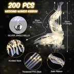 200PCS Light up Wands for wedding, Wedding Wands Streamers with 3 Colorful Flashing Modes, Fairy Wands, LED Silk Fairy Wand with Bells for Wedding, New Year, Thanksgiving, Concert
