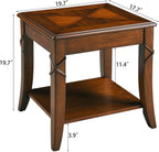 Mid-Century Modern Coffee Table Set of 3, 3-Piece Solid Wood Living Room Table Set, Coffee Table with 2 Square End Side Tables, Cherry Walnut Home Furniture for Apartment KFZ-DR200-3