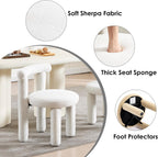 Sherpa Dining Chairs Set of 2, Comfy Boucle Fabric Dining Chairs, Upholstered Modern Kitchen Chairs with Backrest, Armless Accent Side Chair for Bedroom/Living Room, White
