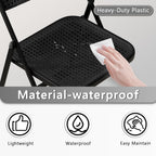 Folding Chair, 6 Pack Plastic Chair, All Black | Breathable folding chair with steel frame, 300lbs capacity. Portable & stackable for indoor, outdoor, events & parties.