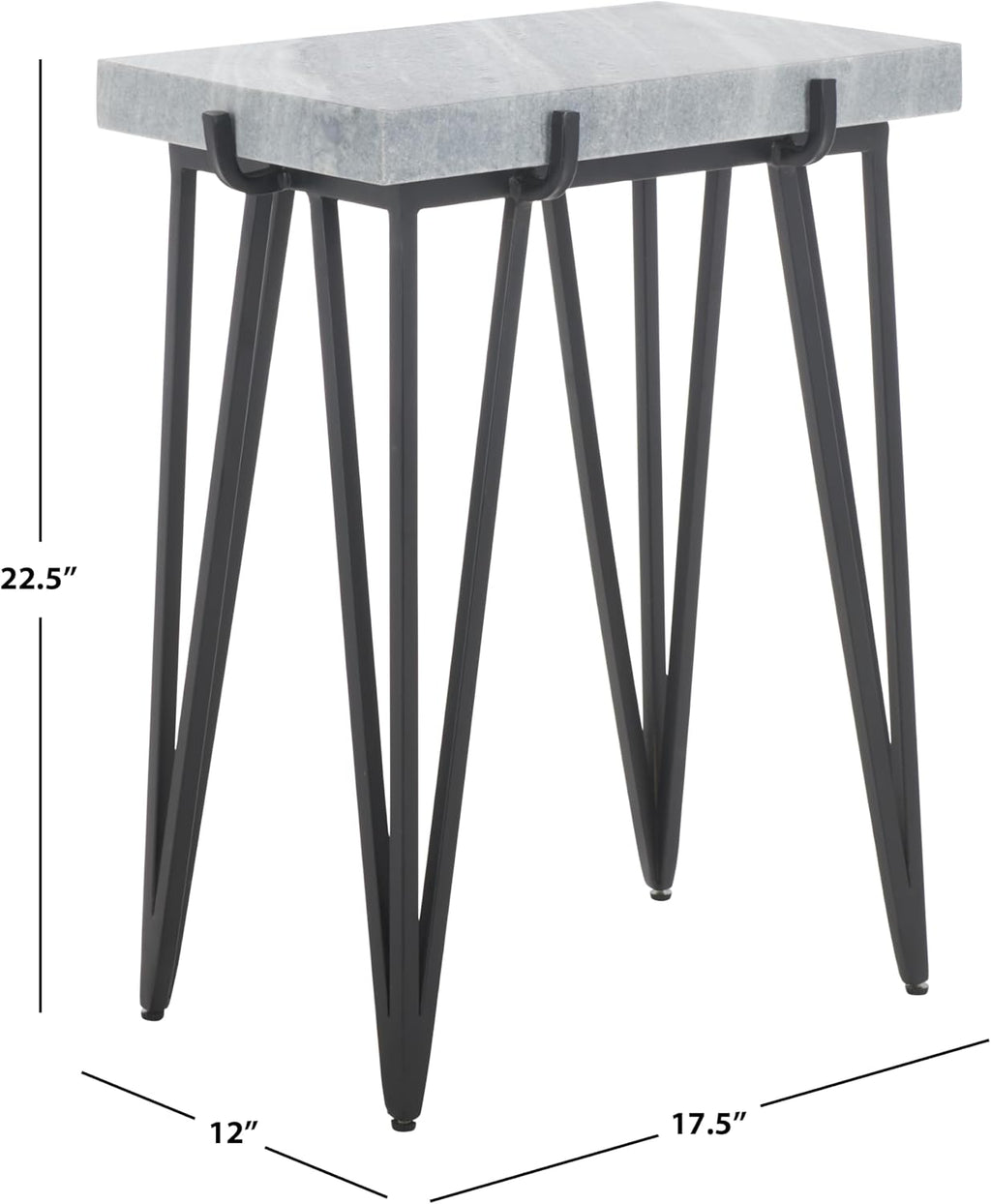 SAFAVIEH Home Collection - Rolf Accent Table, Rectangular Marble Side Table with Black Metal Legs, Fully Assembled (ACC3725A)