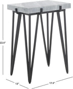 SAFAVIEH Home Collection - Rolf Accent Table, Rectangular Marble Side Table with Black Metal Legs, Fully Assembled (ACC3725A)