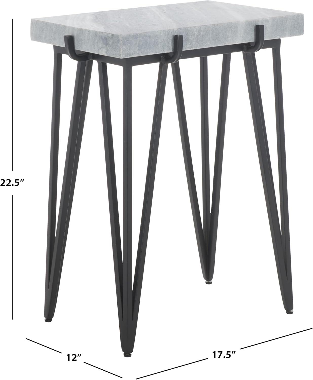 SAFAVIEH Home Collection - Rolf Accent Table, Rectangular Marble Side Table with Black Metal Legs, Fully Assembled (ACC3725A)