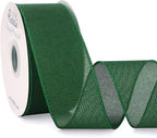 Ribbli Green Burlap Wired Ribbon, 2-1/2” Inch x Continuous 20 Yard, Green Wired Ribbon for Wreaths,Big Bows,Tree Decoration,Outdoor Decoration