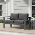 Wisteria Lane Metal Patio Furniture Sofa, All-Weather Outdoor Couch with Upgraded Cushions, Weather-Resistant Heavy Duty Modern Outdoor 2 Seats Sofa for Garden, Balcony, Deck, Backyard, Dark Grey
