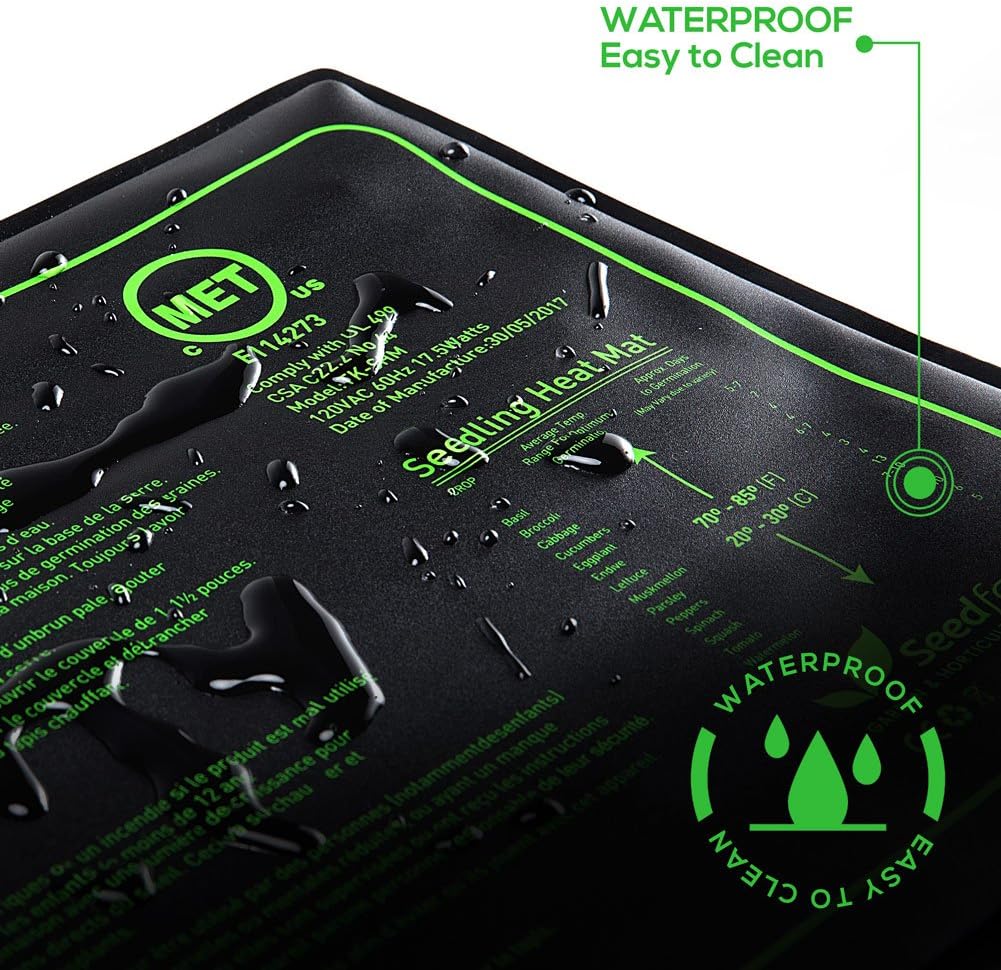 MET Certified Seedling Heat Mat, Seedfactor Waterproof Durable Germination Station Heat Mat, Warm Hydroponic Heating Pad for Indoor Home Gardening Seed Starter(10" x 20")
