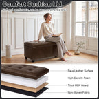 Asense Storage Ottoman Bench, Faux Leather Ottoman with Storage for Living Room Bedroom, Multi-Functional Storage Chest Foot Rest, Upholstered Bench for End of Bed, Entryway, 35.4" W