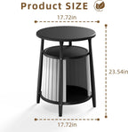ROJIK End Table with Storage, Round Side Table for Indoor Outdoor Use, All-Weather Resin Accent Table for Small Spaces, Bathroom, Living Room, Bedside Table (Black)