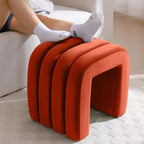 Multi-Functional Ottoman Stool Set of 2, Footrest for Couch, Modern Vanity Stool for Make-up Room, Living Room and Entryway, Small Cute Footstool (Rust Velvet)