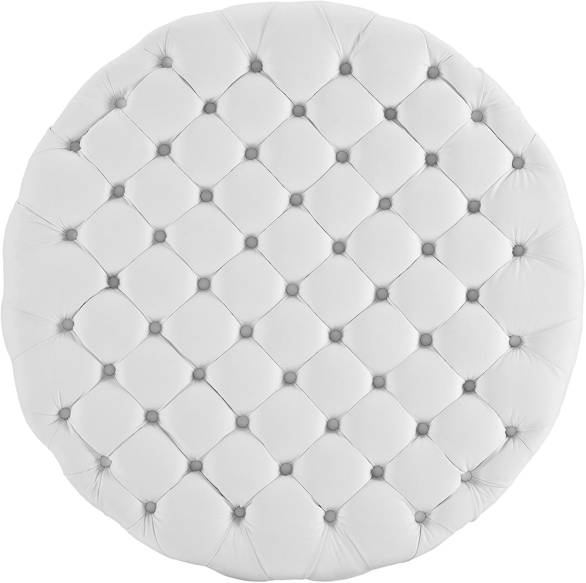 Modway Amour Faux Leather Button-Tufted Round Ottoman in White