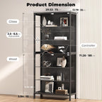 71.2" 6-Tier Display Cabinet with Glass Doors for Collectibles, Black