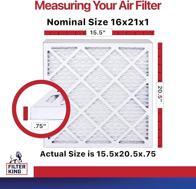 Filter King 16x21x1 Air Filter | 4-PACK | MERV 11 HVAC Pleated A/C Furnace Filters | MADE IN USA | Actual Size: 15.5 x 20.5 x .75"