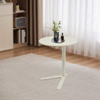 Round Side Table, Small C Shaped End Table, Couch Side Table, Modern Coffee Table, Bedside Snack Table with Y Shaped for Living Room Bedroom Office Apartment (White, 18.9x22in)
