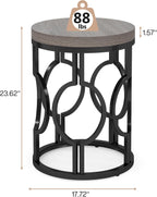 Tribesigns Round End Table Set of 2, Industrial Side Table with Metal Hollow Frame, Small Bedside Table Nightstand for Living Room, Bedroom, Easy Assembly (Grey,2 PCS)