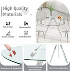 Round Dining Table Set for 6, 47" Clear Tempered Glass Table with Sliver Metal Legs and 6 Transparent Acrylic Chairs, Compact Modern Kitchen Table Set for Small Space Dining Room (Sliver)