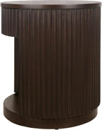 NPD Furniture Truro 19-Inch Round Accent Table with Storage Shelf, 2-Tier Side End Table with Fluted Column for Living Room, Dark Brown