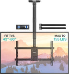 PEGZONE Ceiling TV Mount for 43-86 Inch TVs, 19.1"-36.4" Height Adjustable | Holds 155lbs, Full Motion TV Ceiling Mount for Flat & Sloped Ceilings, Hanging TV Bracket with Swivel, Tilt, Max VESA 600x400