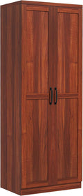 63" 2-Door Kitchen Pantry, Freestanding Storage Cabinet with 5-Tier Shelving and 2 Adjustable Shelves for Dining Room, Tan