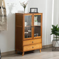 4 Tiers Bamboo Buffet Sideboard with Acrylic Doors,Floor Standing Pantry Cabinet with 2 Drawers for Kitchen Living Room