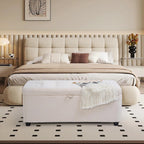 45" Storage Ottoman Bench, Tufted Ottoman with Storage for Living Room, Large End of Bed Ottomans, Modern Entryway Benchs, Window & Bedroom Benches for Foot of Bed (Ivory)
