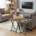 Folding TV Tray Table, Set of 2 Small Table, TV Dinner Table, Snack Tray Table Set, Portable Foldable Desk, Sofa Side Table, TV Tray Table for Couch, Living Room, Small Space