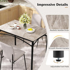 GOFLAME 43” Sintered Stone Dining Table for 4, Rectangular Kitchen Table with Faux Marble Tabletop and Metal Frame, Modern Dining Room Table for Kitchen, Living Room, Restaurant