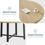 IDEALHOUSE 47" Round Dining Table for 4, Kitchen Dining Room Table with Sturdy Metal Frame, Wood Circle Kitchen Table for Space Saving - Natural Oak (No Chairs)