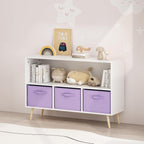 Kids Bookcase with Collapsible Fabric Drawers, Toddler Table and | Multi-purpose kids furniture set for bedroom with collapsible fabric drawers, sturdy MDF board, easy setup, perfect for