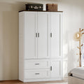 ANCTOR 3-Door Armoire Wardrobe Closet with 2 Drawers and Shelves, White