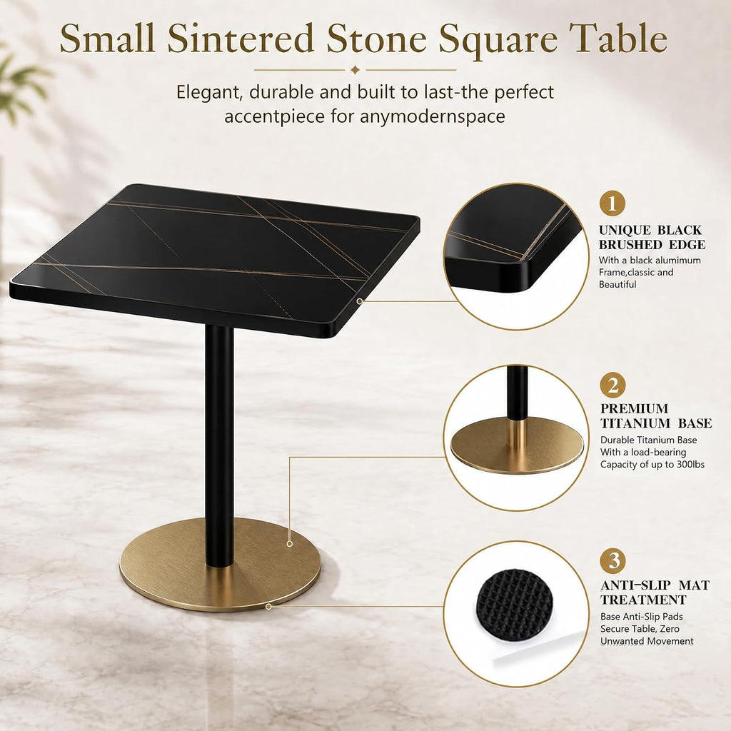 63''Dining Table for 4-6,Modern Sintered Stone Dining Table,Kitchen Tables for 4-6 with Aluminum Alloy Edge&Metal Base,Rectangular Dinner Eating Tables for Restaurants/Dining Room/Marble Black Gold
