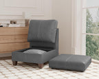 SITJOY Faux Leather Modular Sectional Sofa with Storage, Mid Century Modern Sectional Couches for Living Room, Accessories, Middle Armless Chair Sectional, Gray