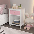 26.77''H Wooden Nightstand with One Drawer One Shelf, Pink ﻿,for Small Spaces