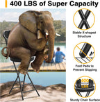 TAVR Folding Chair, Tall Folding Bar Chair with Backrest & Safety Lock, Portable PU Leather Counter Chair for Kitchen, Balcony, Camping, Fishing & Indoor Outdoor Use