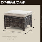 Outdoor Ottomans for Patio Set of 2 PE Wicker Steel Frame Outdoor Footstool with Removable Olefin Cushions for Patio, Backyard and Deck, Beige