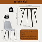 Round Dining Table Set for 4, Rustic 36" Circle Kitchen Table and 4 Gray Linen-Cotton Dining Chairs, Solid Metal Frame, Space Saving Wood Small Kitchen & Dining Room Furniture