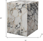 HomeRoots 20" Ivory Marble Square Block End Table