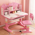Kids Desk and Chair Set,Height Adjustable Child's School Study Writing Table Computer Workstation,Kids Desk with Bookstand & Storage Drawer,Children Chair-Desk with Widened Desktop for Boys and Girls
