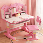 Kids Desk and Chair Set,Height Adjustable Child's School Study Writing Table Computer Workstation,Kids Desk with Bookstand & Storage Drawer,Children Chair-Desk with Widened Desktop for Boys and Girls