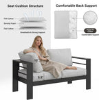 Solaste Aluminum Patio Sofa with Coffee Table,2 PCS Patio Furniture Set with Cushions, All-Weather Outdoor Sofa for Balcony, Deck, Backyard, Porch, Garden, Light Grey