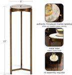 Kate and Laurel Aguilar Modern Round Drink Table, 9 x 9 x 23, White and Green Marble and Brass, Genuine Marble Accent Table for Use as Indoor Plant Stand or Pedestal Martini Table