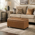 Asense Storage Ottoman Bench,Faux Leather Upholstered Ottoman with Storage,End of Bed Bench with Safety Hinge,for Entryway,Bedroom,Living Room