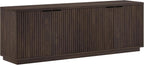 Henn&Hart 70" TV Stand for TVs up to 78", Rich Brown | Elegant ribbed doors, adjustable shelves, and cable cut-outs create stylish, clutter-free storage for any room