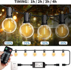 HISTAR 96FT LED Outdoor String Lights With Remote - Waterproof G40 Globe Lights, 52 Dimmable Shatterproof Bulbs for Patio, Backyard, Balcony, Bistro, Cafe Decorative Lighting