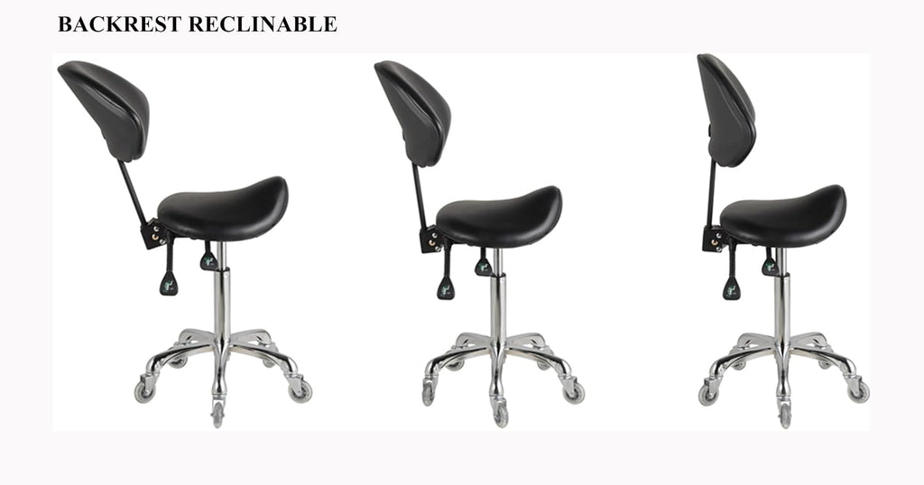 Adjustable Saddle Stool Chairs with Back Support Ergonomic for Medical Clinic Studio Salon Office and Home (Black)