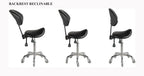 Adjustable Saddle Stool Chairs with Back Support Ergonomic for Medical Clinic Studio Salon Office and Home (Black)