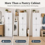 Kitchen Pantry Storage Cabinet, 68" Tall White Food Pantry Cabinet with Doors and Adjustable Shelves, Freestanding Farmhouse Storage Cabinet for Kitchen, Dining Room, Bathroom, Laundry Room (White)
