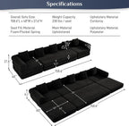 DAMAIFROM Convertible Sleeper Sofa Bed Floor Couch, Black | 158" Corduroy Modular Compressed Futon Sofa Bed, Pull-Out Cloud Sectional Couch with Memory Foam Mattress for Living Room