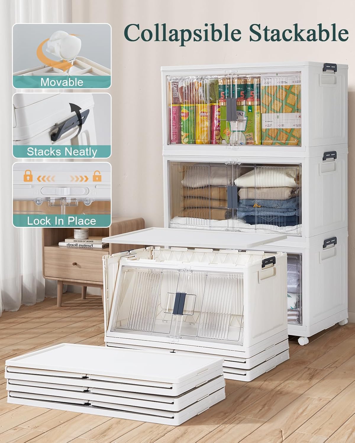 OlarHike 97QT Storage Bins with Lids for Closet, Garage, Shelves, 3 Pack