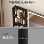 ADORNEVE Vanity Desk with Mirror & Lights, 8 Drawers Black | Built-in Charging Station, Large Makeup Vanity with RGB Lights Floating Desk, for Women Girls Bedroom